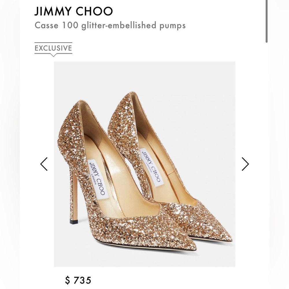 Jimmy Choo gold glitter peak toe heel